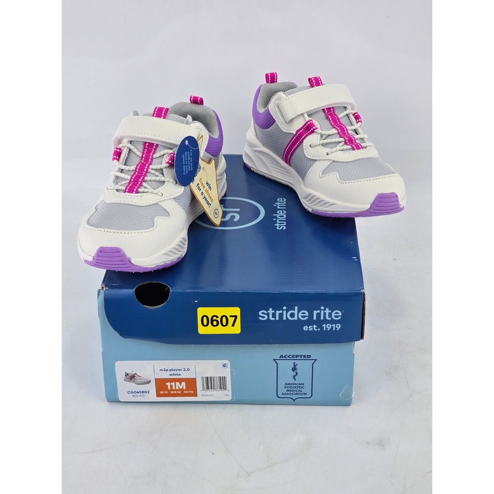 Stride Rite M2P Player 2.0 Sneakers Big Kid 11M White Purple - New